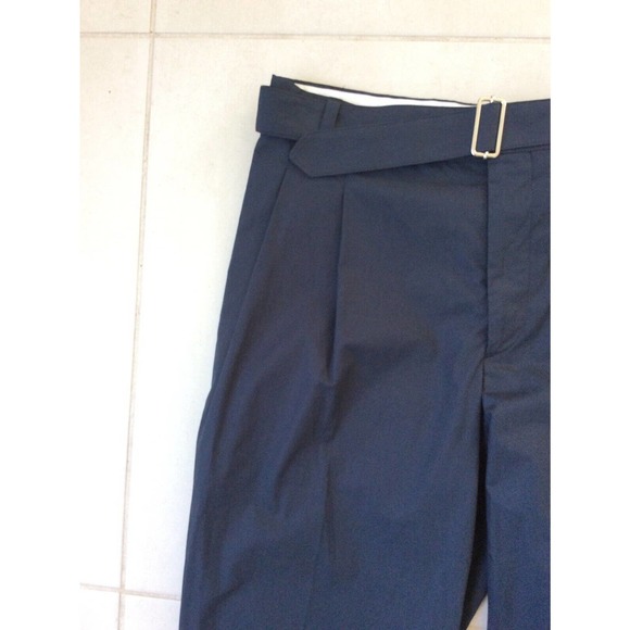 Officine Generale Pierre Cuffed Pants High Waist Pleated Cotton - Picture 4 of 13